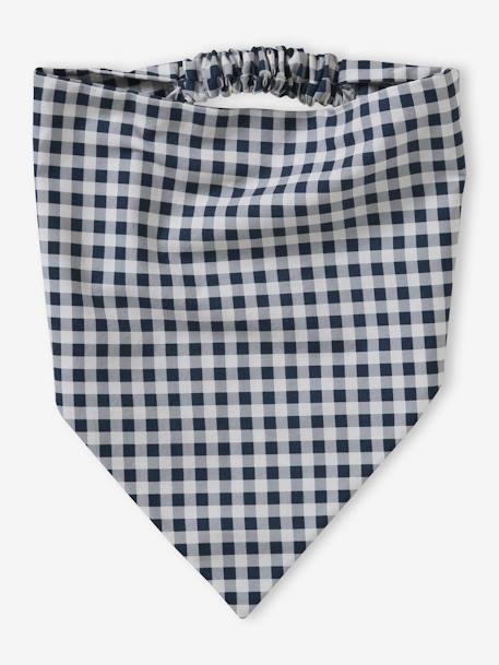 Gingham Print Kerchief-Style Headband for Girls chequered navy blue 