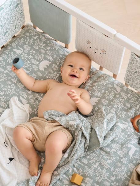 Cot/Playpen Bumper, In the Woods sage green 