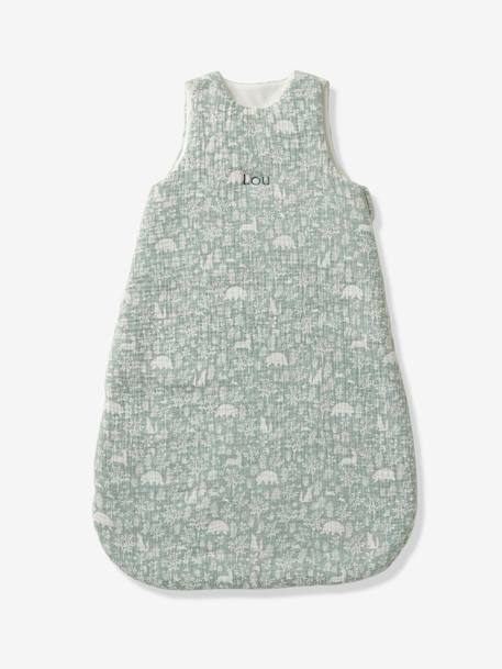 Sleeveless Baby Sleep Bag in Cotton Gauze, by CLAIRIÈRE sage green 