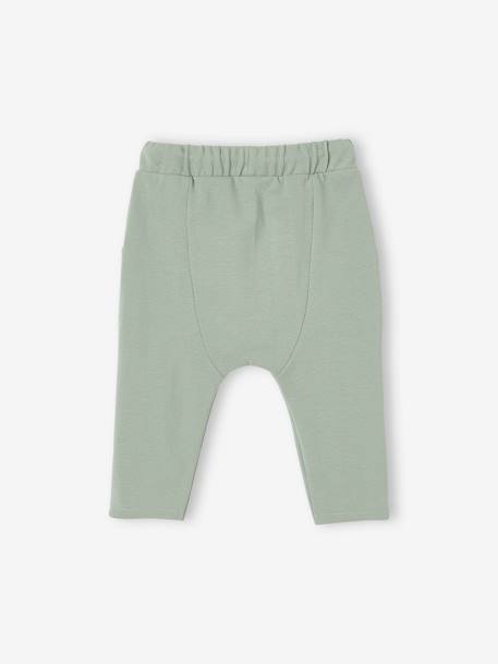 Piqué Knit Trousers for Babies aqua green+brown 