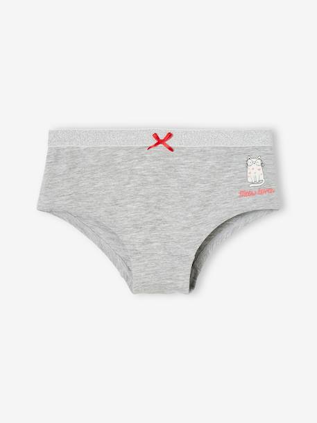 Pack of 3 Cat Shorties for Girls marl grey 