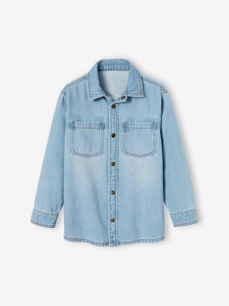 Denim Shirt for Boys black denim+bleached denim+stone 