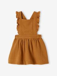 Baby-Dresses & Skirts-Dungaree Dress in Cotton Gauze, for Babies