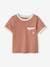 Gecko T-Shirt in Marl Cotton, Short Sleeves, for Babies pecan nut 