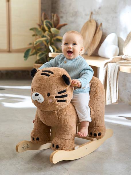 Rocking Tiger for Babies in FSC® Wood YELLOW MEDIUM SOLID WTH DESIGN 