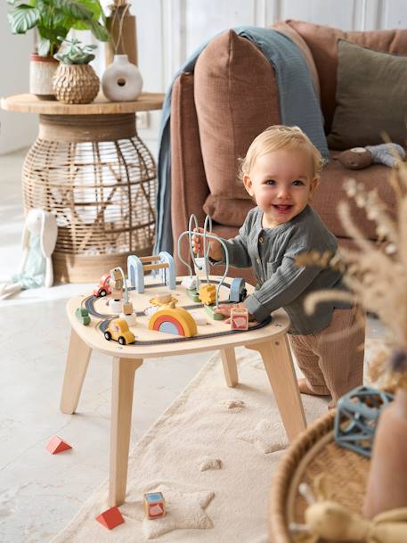 Car Track Activity Table in FSC® Wood BEIGE LIGHT SOLID WITH DESIGN 