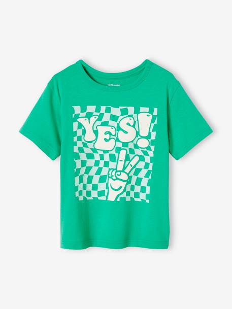 T-Shirt with Maxi Motif with Puff Ink Details for Boys azure+green 