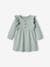 Fleece Dress, Broderie Anglaise Ruffle, for Babies caramel+grey blue 