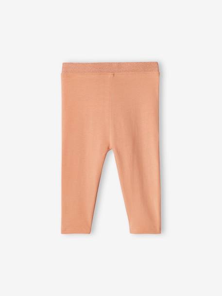 Leggings with Glittery Waistband for Baby Girls apricot+Dark Blue 