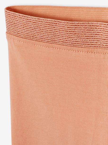 Leggings with Glittery Waistband for Baby Girls apricot+Dark Blue 