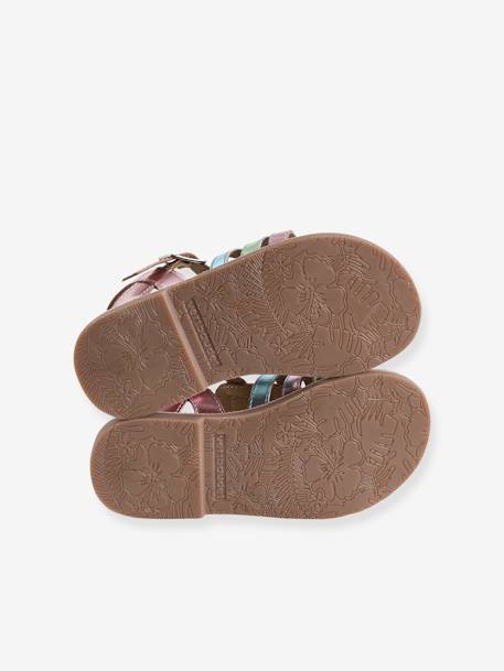 Strappy Leather Sandals for Girls lilac 