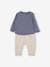 Top & Fleece Trouser Combo for Babies BROWN MEDIUM SOLID+indigo 