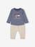 Top & Fleece Trouser Combo for Babies BROWN MEDIUM SOLID+indigo 