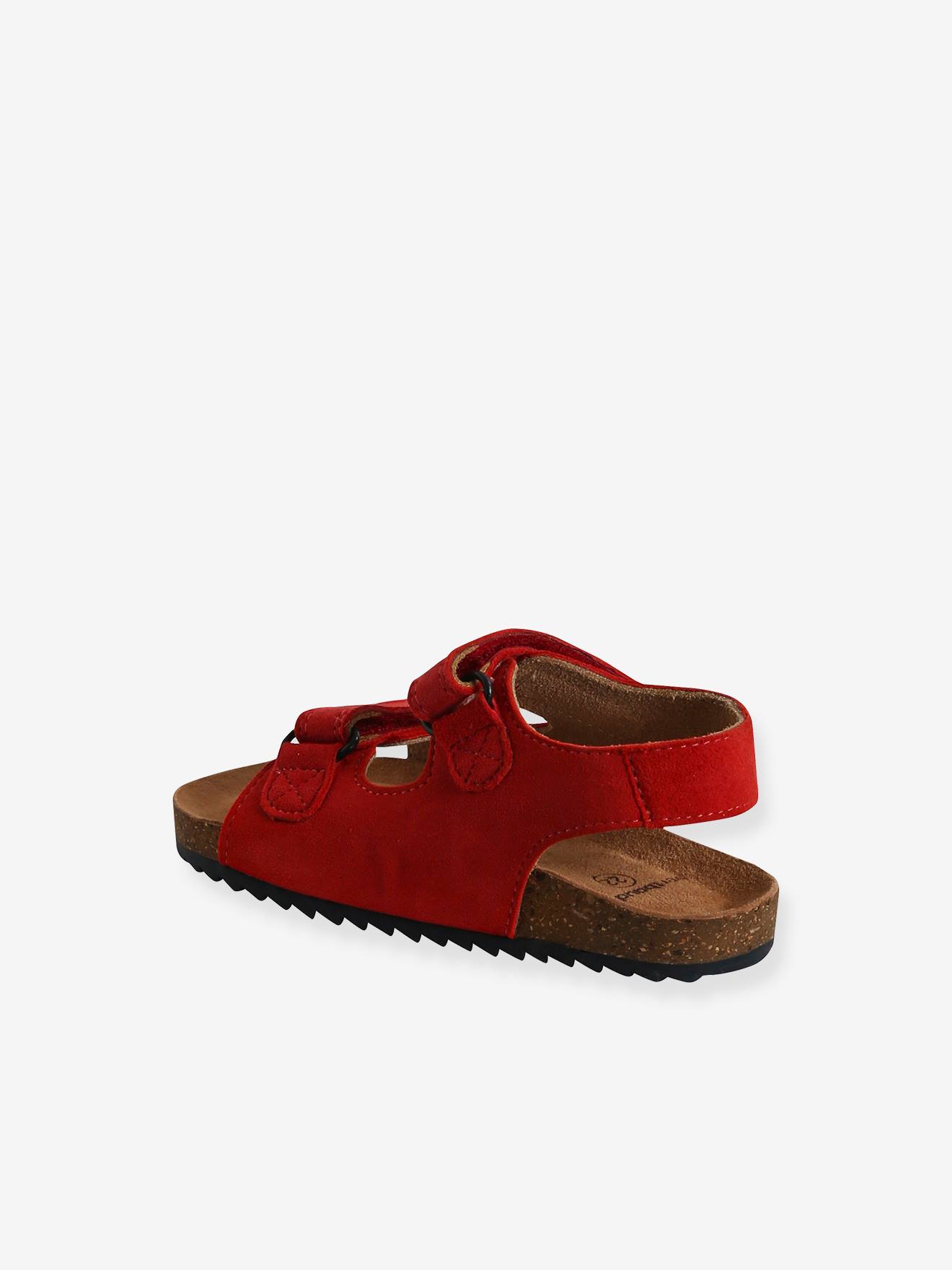 Leather Sandals with Touch Fasteners for Baby Boys red