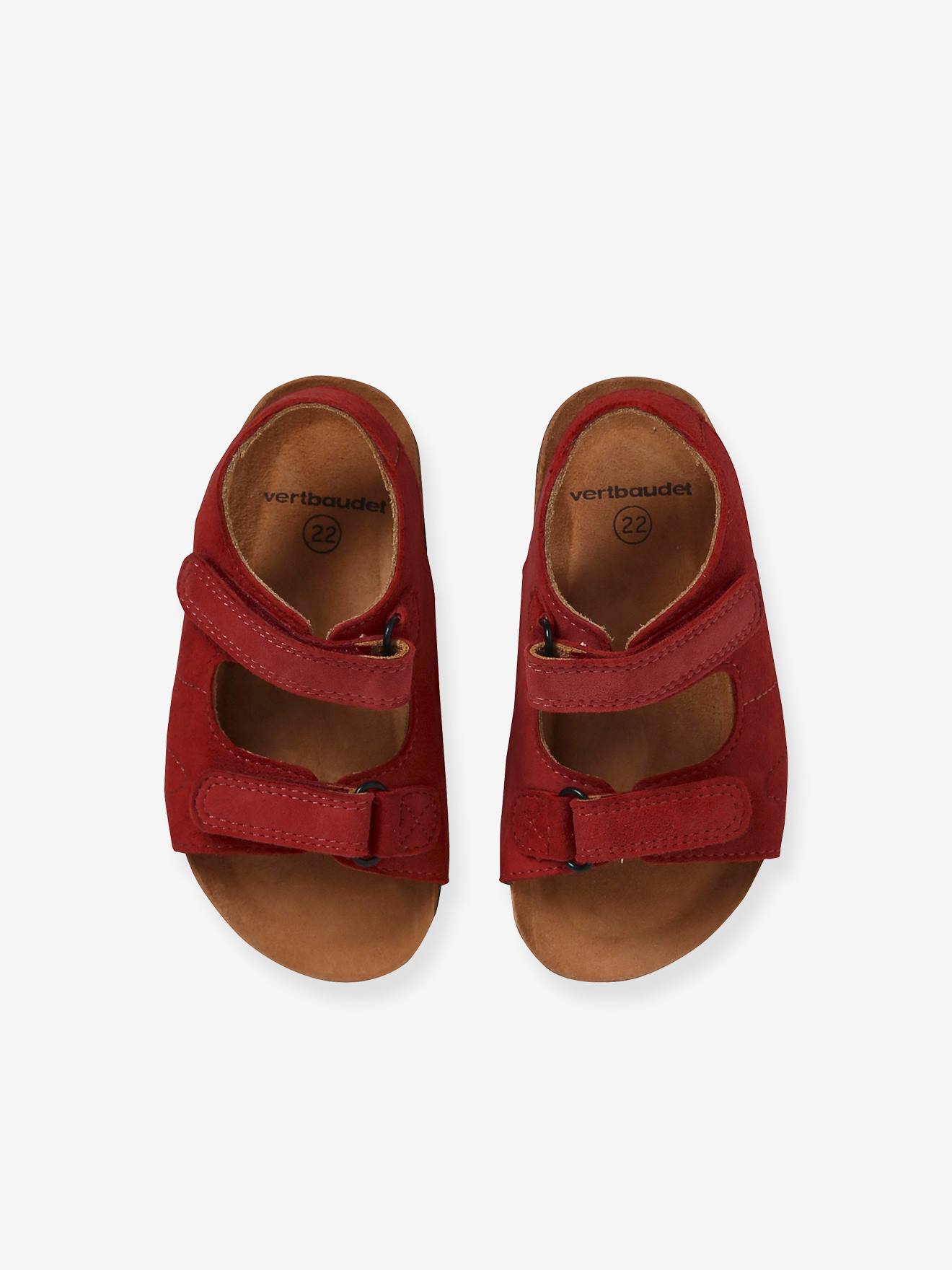 Leather Sandals with Touch Fasteners for Baby Boys red Shoes