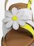 Leather & Fluorescent Leather Sandals for Girls white 