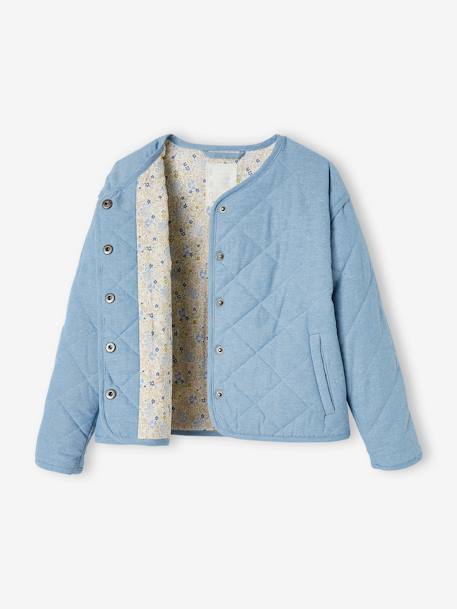 Padded Chambray Jacket, Floral Lining, for Girls double stone 