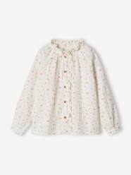 Girls-Blouse in Cotton Gauze with Ruffles & Floral Print, for Girls