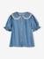 Short Sleeve Denim Shirt with Peter Pan Collar, for Girls stone 