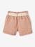 Paperbag Shorts in Cotton Gauze, with Belt, for Girls aqua green+rosy+sandy beige 