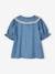 Short Sleeve Denim Shirt with Peter Pan Collar, for Girls stone 