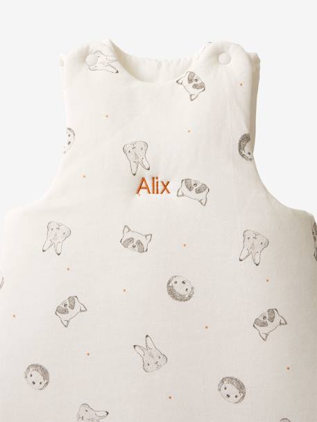 Sleeveless Baby Sleep Bag, in Organic Cotton*, Mini Compagnie White/Print 