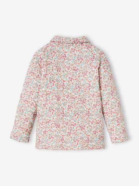 Padded Jacket with Floral Print for Girls ecru 