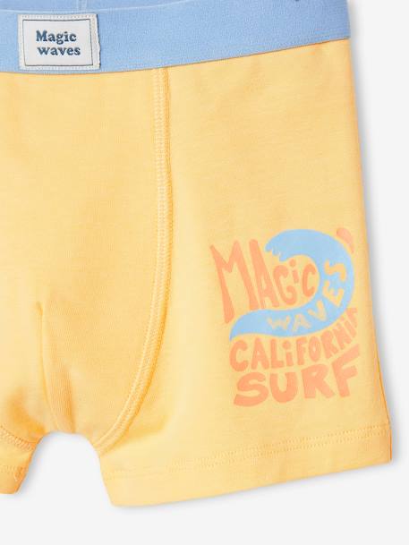 Pack of 5 Stretch Boxer Shorts, Surf, for Boys pale yellow 