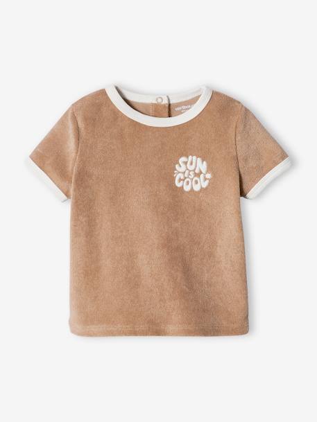 Terry Cloth Shorts + T-Shirt Ensemble for Babies taupe 