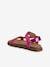 Hook-and-Loop Leather Sandals for Girls fuchsia+lilac 