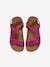 Hook-and-Loop Leather Sandals for Girls fuchsia+lilac 