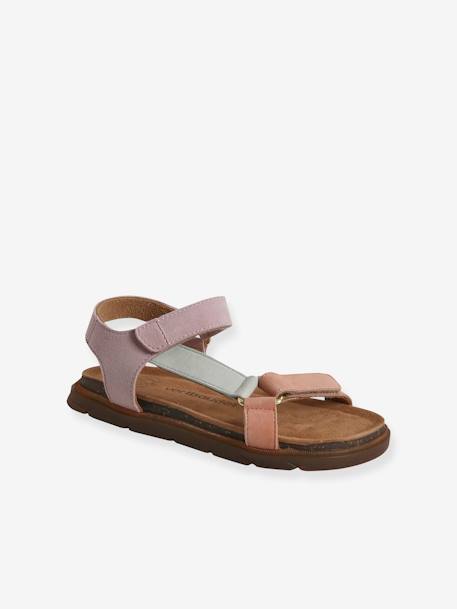 Hook-and-Loop Leather Sandals for Girls lilac 