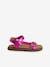 Hook-and-Loop Leather Sandals for Girls fuchsia+lilac 