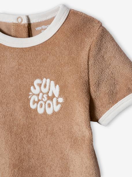 Terry Cloth Shorts + T-Shirt Ensemble for Babies taupe 