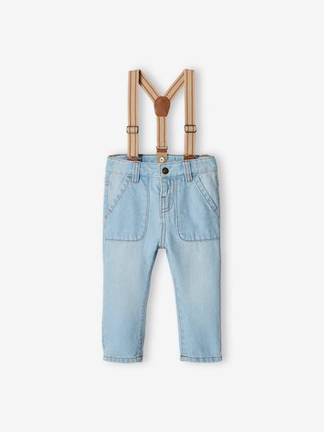 Jeans with Removable Braces, for Babies bleached denim 