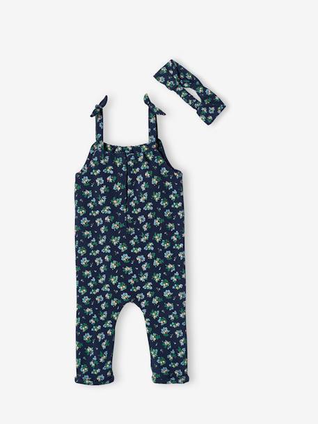 Fleece Jumpsuit & Hairband Set for Baby Girls GREEN MEDIUM ALL OVER PRINTED+night blue+pale pink+White/Print 