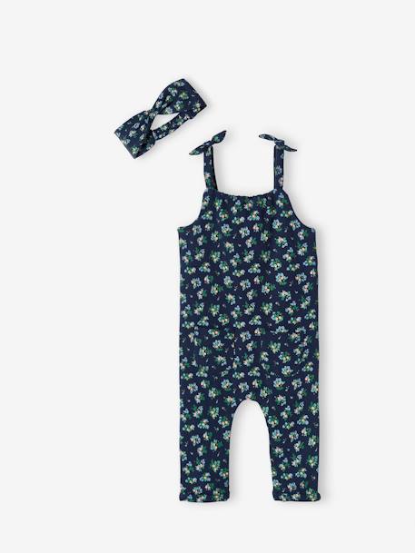 Fleece Jumpsuit & Hairband Set for Baby Girls GREEN MEDIUM ALL OVER PRINTED+night blue+pale pink+White/Print 