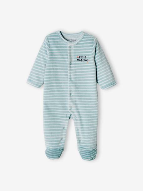 Pack of 2 Boat Sleepsuits in Velour for Baby Boys sky blue 