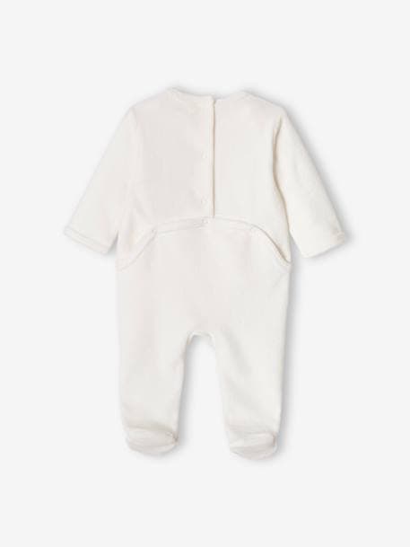 Bear Sleepsuit in Velour, for Babies ecru 