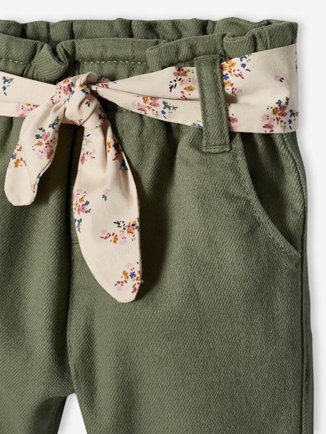 Paperbag Trousers with Belt, for Babies ecru+lichen+pale pink 