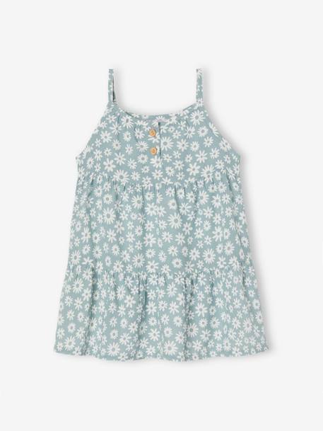 Fluid Dress with Ruffles for Babies grey blue 