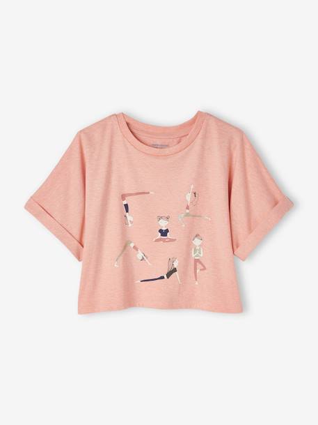 Cropped Sports T-Shirt with Muse Motifs for Girls apricot 