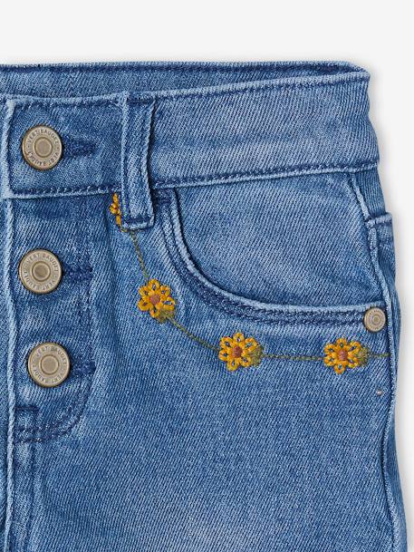 Cropped Denim Trousers with Embroidered Flowers for Girls stone 