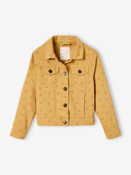 Printed Jacket for Girls mustard+pearly grey 