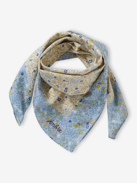 Floral Print Scarf for Girls sky blue 