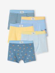 -Pack of 5 Stretch Boxer Shorts, Surf, for Boys