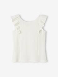 Girls-Tops-T-Shirts-Top with Ruffle, in Pointelle Knit, for Girls