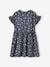 Buttoned Dress with Flowers for Girls azure+blue+ecru+navy blue 