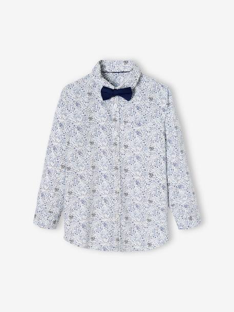 Floral Shirt & Bow Tie, for Boys printed blue+printed green 