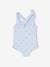 Reversible Swimsuit in Gingham/Stripes & Flowers for Baby Girls sky blue 